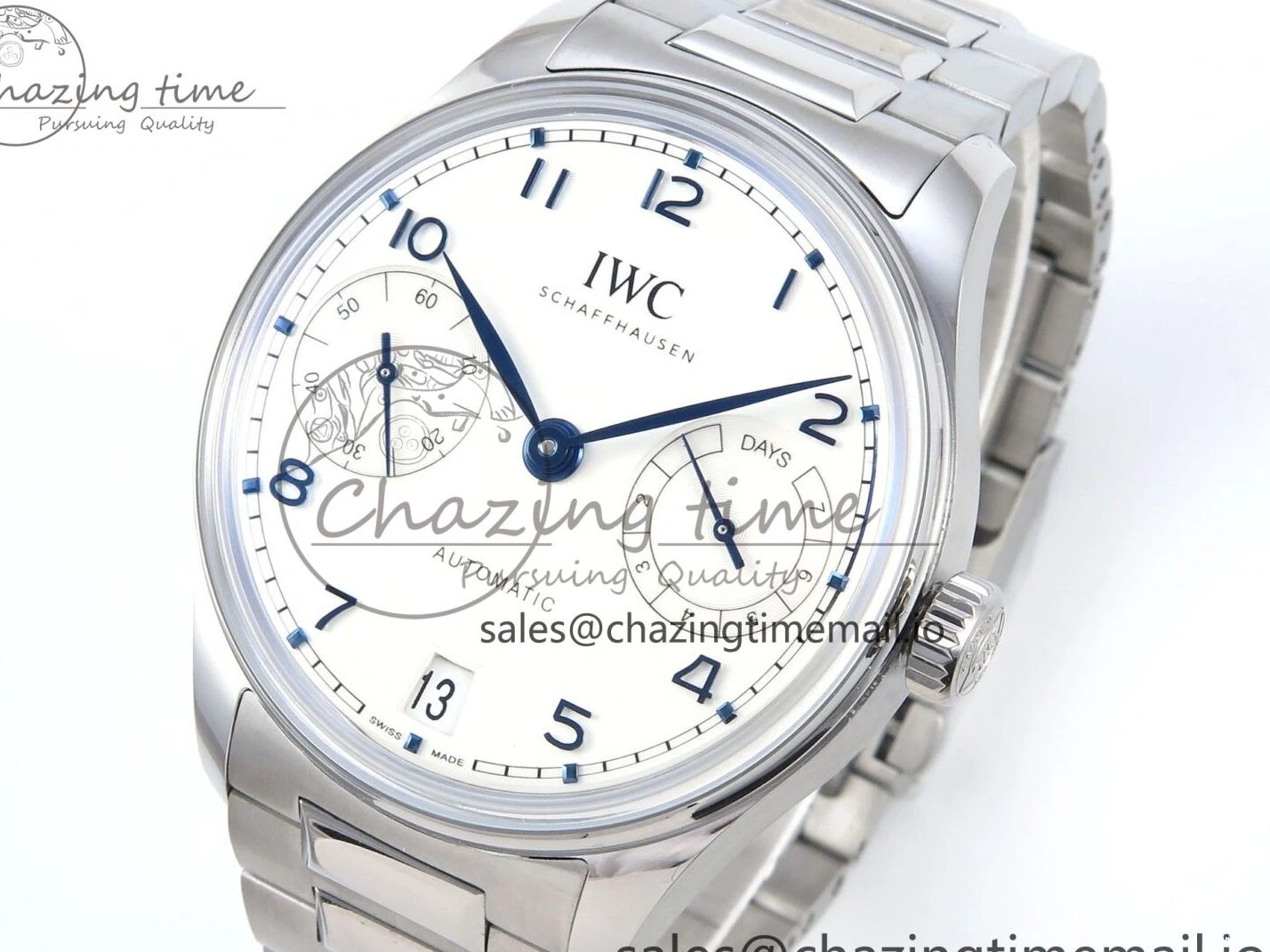 MIROTIME 0112 Portugieser Auto IWC0562C APSF 1:1 Best Edition White Blue Dial on SS Bracelet A EasyCare 6992